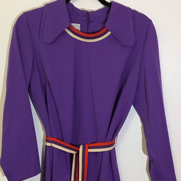 Vintage 60s Dog Ear Beagle Collar Dress with Belt Mod Shift Volup Plus Size (IB) - Picture 8 of 15